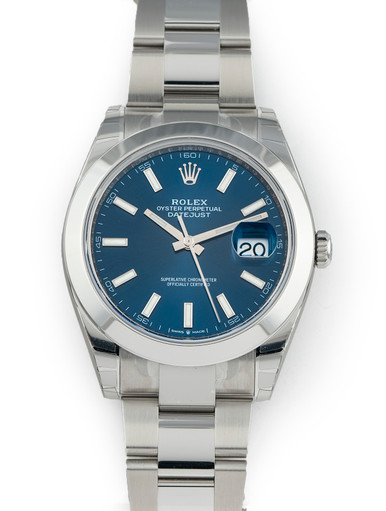 Rolex Datejust Mens 41mm Stainless Steel w Oyster Bracelet Blue Dial - Brand New