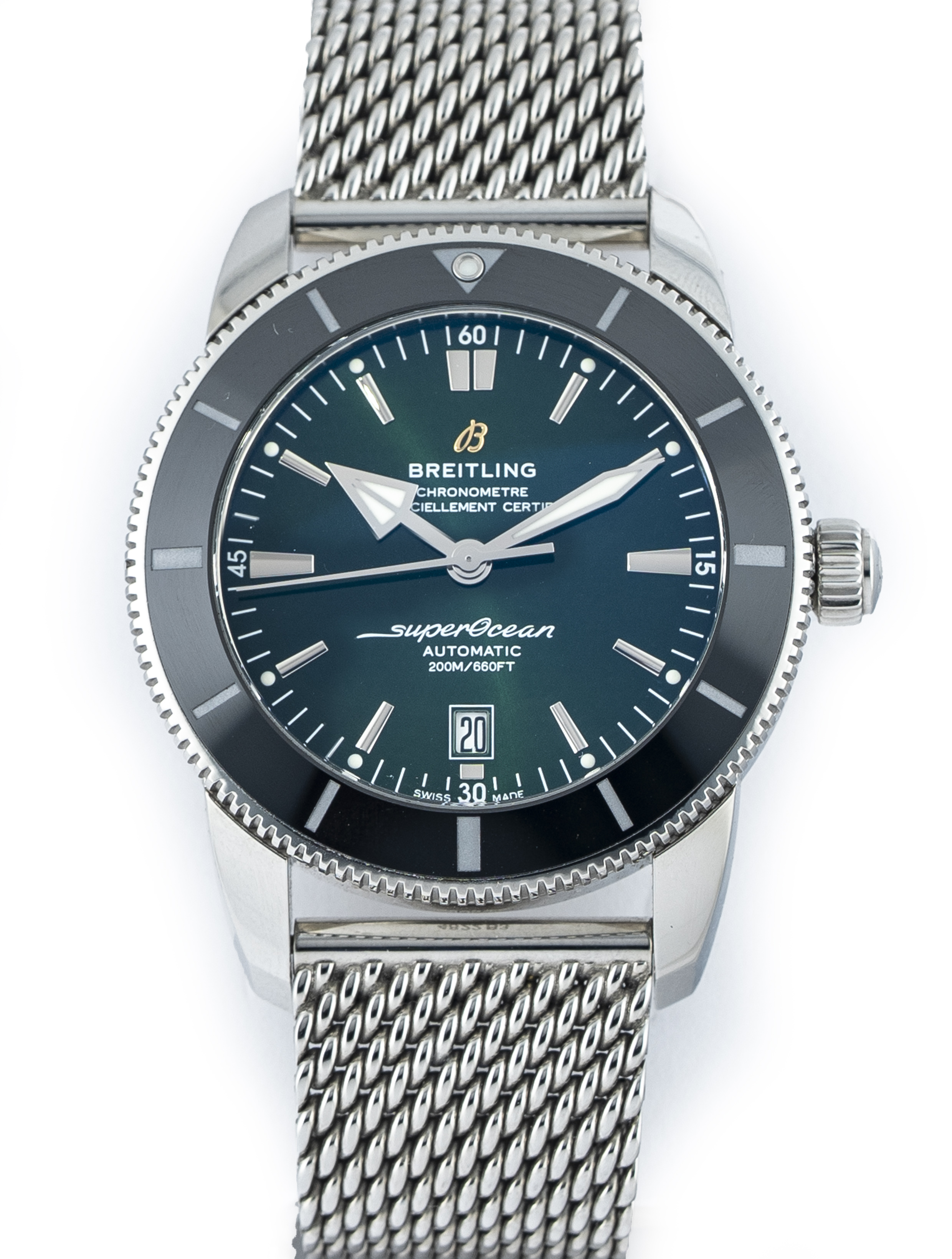 Breitling Superocean Heritage 46mm B20 Stainless Steel - Black Ceramic Bezel & Green Dial