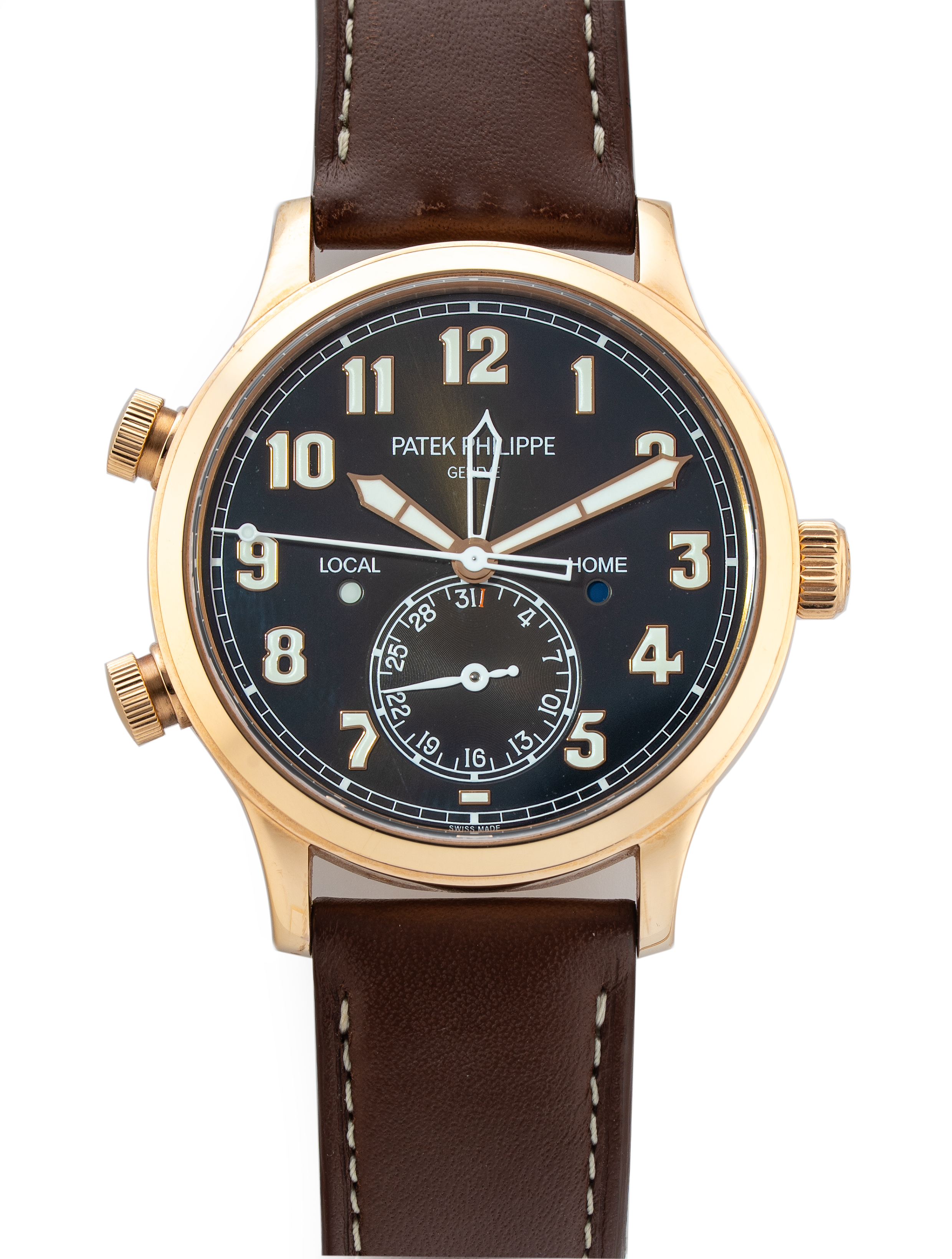 Patek Philippe Calatrava Pilots Watch Travel Time 42 18k Rose Gold