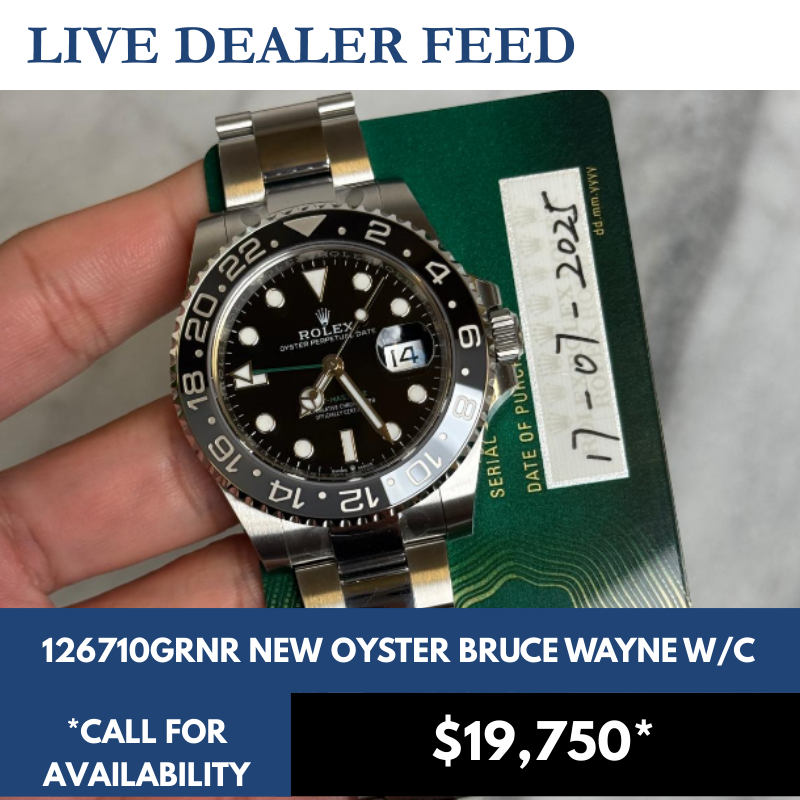 Rolex GMT Master II 'Bruce Wayne' Black/Grey Ceramic Bezel Oyster Bracelet 126710GRNR - Brand New Aug 2025