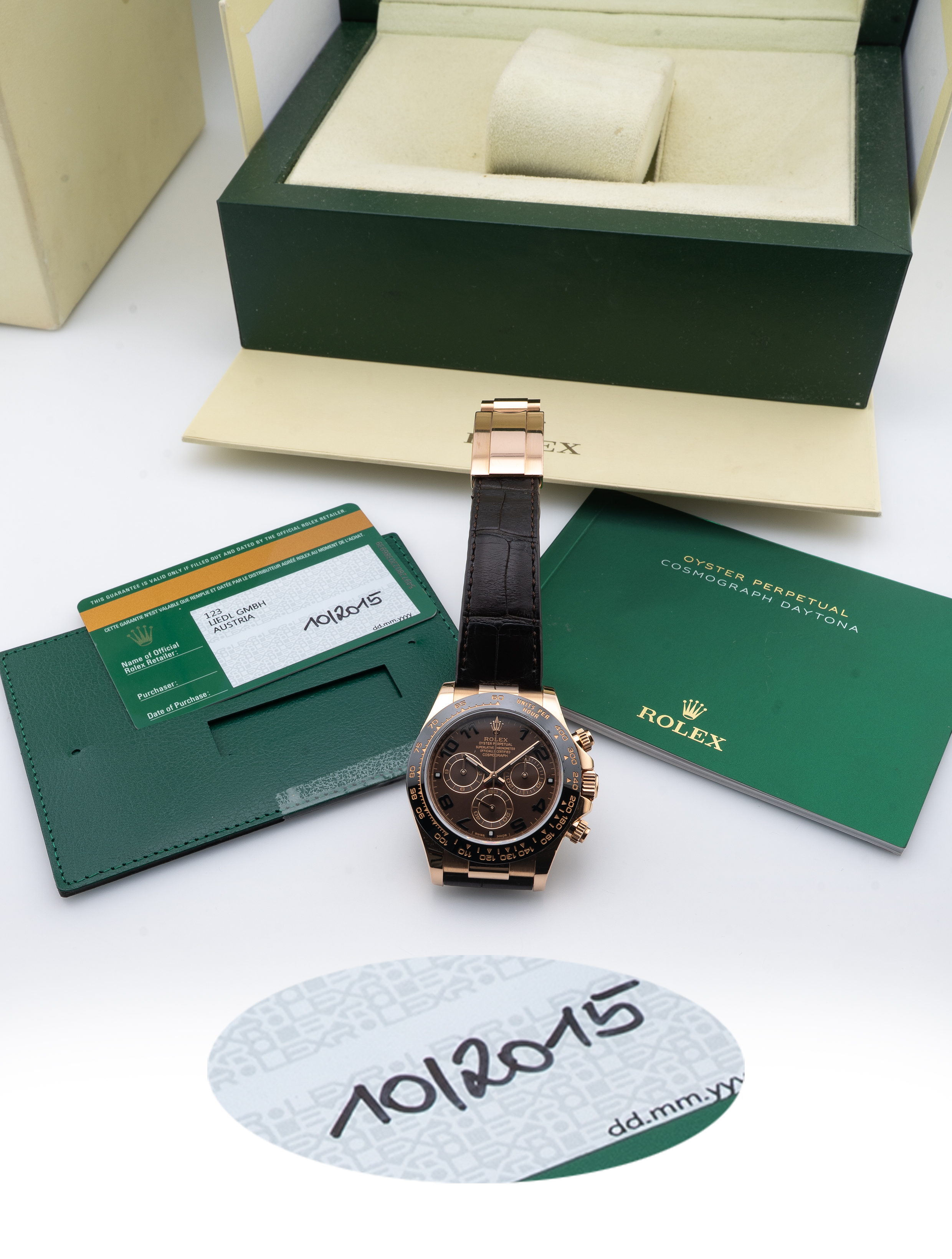 Rolex Daytona Chronograph 18k Everose Gold Chocolate Dial w Ceramic Bezel - Ref 116515LN