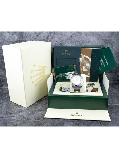Rolex Datejust 41 Stainless Steel w 18k WG Fluted Bezel 116334 - 100% Complete