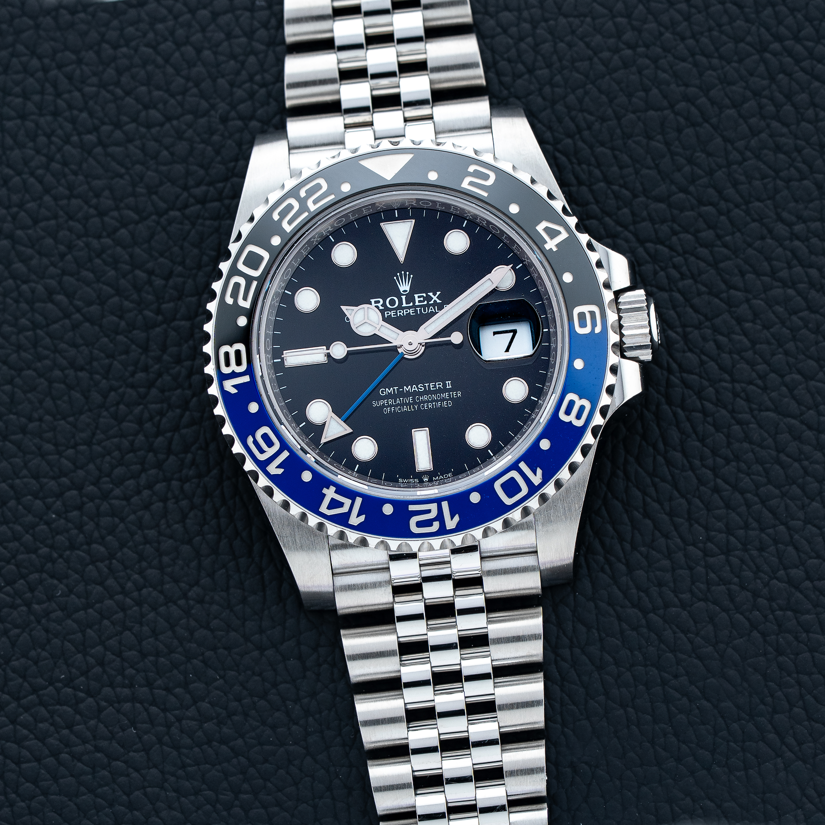Rolex GMT-Master II 'Batgirl' Black/Blue Ceramic Bezel w Jubilee Bracelet - 100% Complete