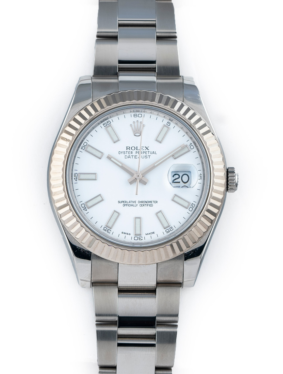 Rolex Datejust 41 Stainless Steel w 18k WG Fluted Bezel - 100% Complete