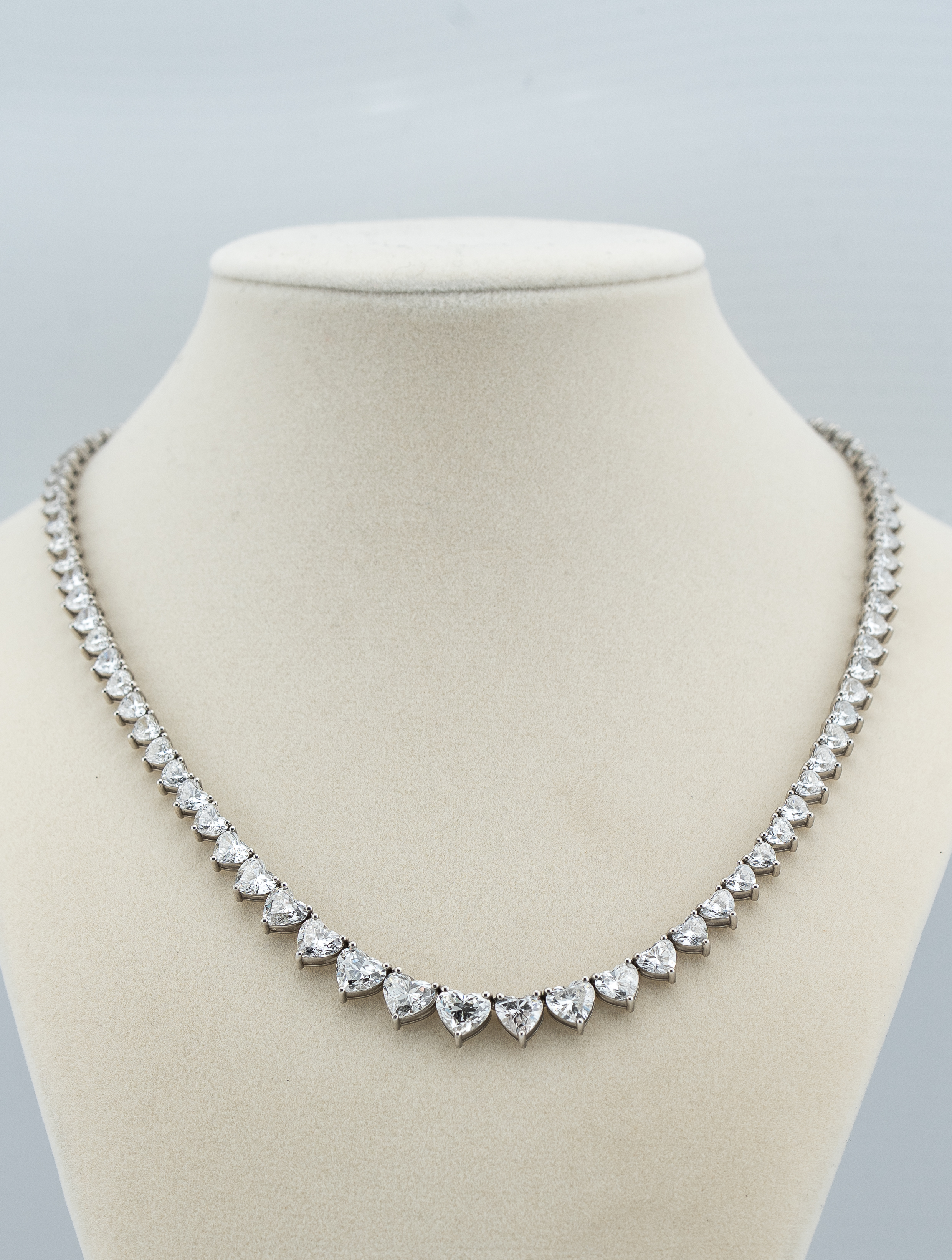 Ladies Platinum Diamond Heart Necklace - 32 Carats of Love & Adoration
