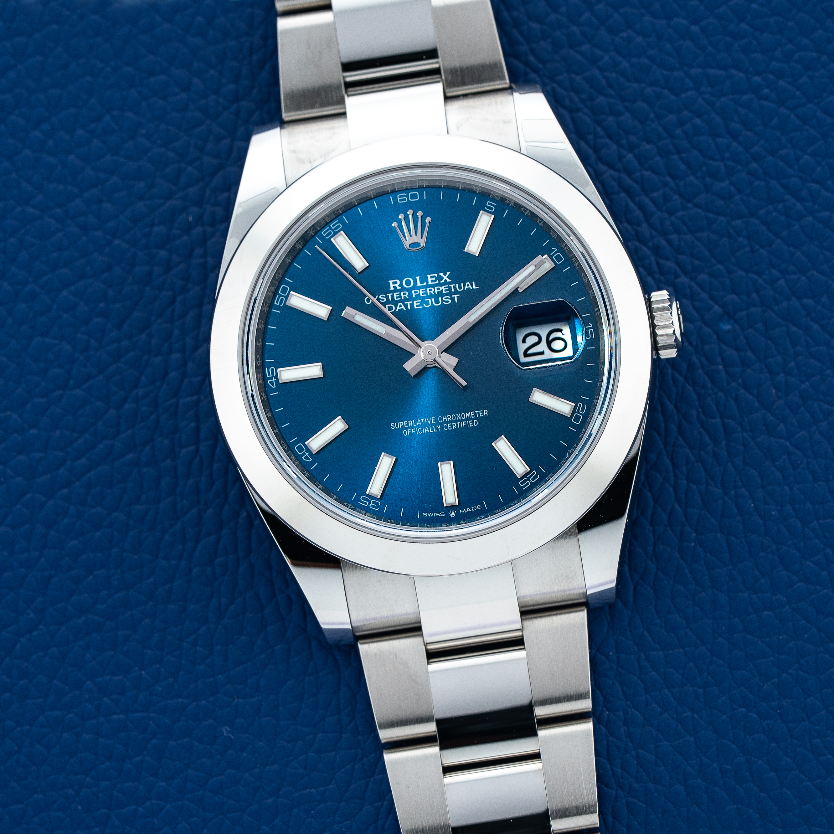 Rolex Datejust Mens 41mm Stainless Steel w Oyster Bracelet Blue Dial - Brand New